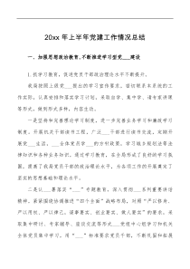 20XX年上半年党建工作情况总结