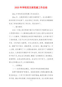 2025年学校党支部党建工作总结