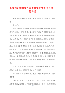 县委书记在县委全会暨县委经济工作会议上的讲话