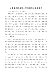 关于全县粮食安全工作情况的调研报告