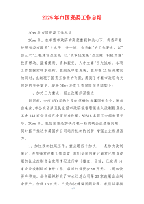 2025年市国资委工作总结