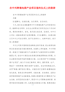 在中兴跨境电商产业项目签约仪式上的致辞