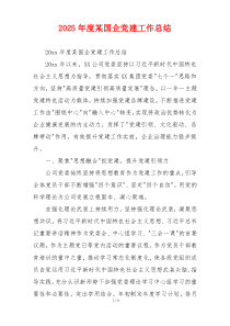 2025年度某国企党建工作总结