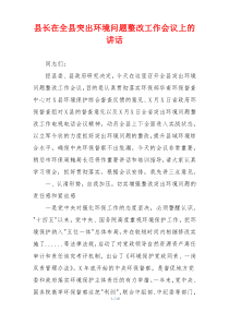 县长在全县突出环境问题整改工作会议上的讲话