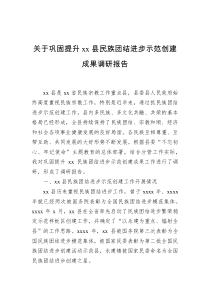 关于巩固提升xx县民族团结进步示范创建成果调研报告