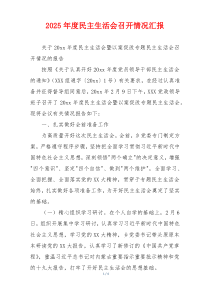 2025年度民主生活会召开情况汇报