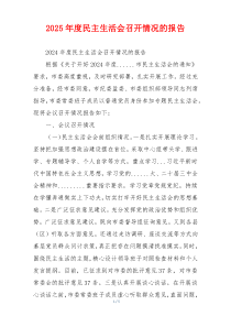 2025年度民主生活会召开情况的报告