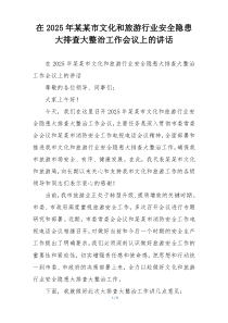 在2025年某某市文化和旅游行业安全隐患大排查大整治工作会议上的讲话