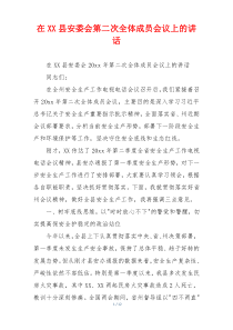 在XX县安委会第二次全体成员会议上的讲话