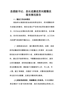 县委副书记、县长述廉述责问题整改落实情况报告