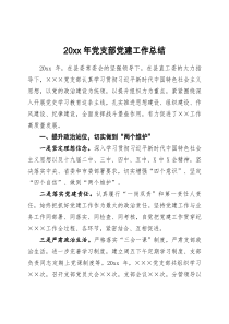 20XX年党支部党建工作总结