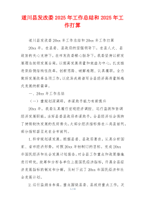 xx县发改委2025年工作总结和2025年工作打算