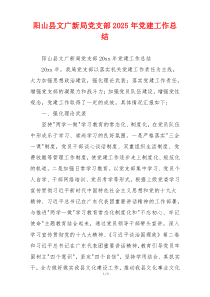 xx县文广新局党支部2025年党建工作总结