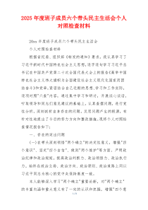 2025年度班子成员六个带头民主生活会个人对照检查材料