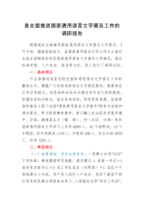 县全面推进国家通用语言文字普及工作的调研报告