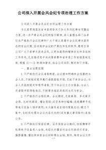 公司深入开展会风会纪专项治理工作方案