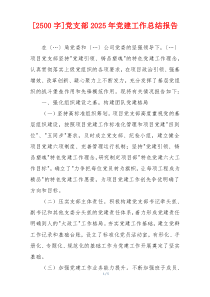 [2500字]党支部2025年党建工作总结报告