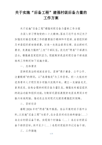 关于实施“后备工程”建强村级后备力量的工作方案