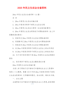 2025年民主生活会全套资料