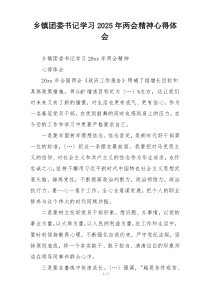 乡镇团委书记学习2025年两会精神心得体会