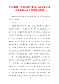 2025年第一次集中学习暨2025年民主生活会会前集中学习研讨发言提纲