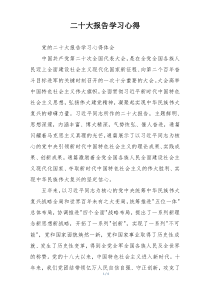 二十大报告学习心得