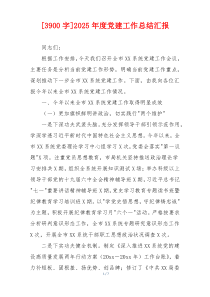 [3900字]2025年度党建工作总结汇报