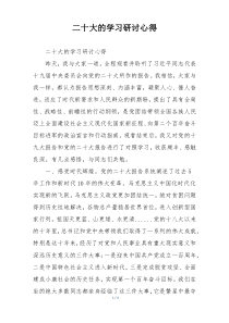 二十大的学习研讨心得