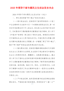 2025年领导干部专题民主生活会发言央企