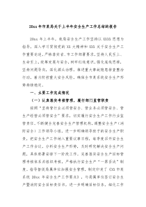 20XX年市局上半年安全生产工作总结的报告