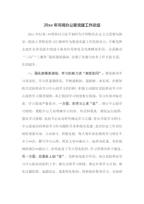 20XX年市局办公室党建工作总结