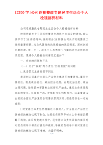 [2700字]公司巡视整改专题民主生活会个人检视剖析材料