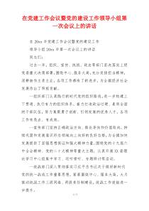 在党建工作会议暨党的建设工作领导小组第一次会议上的讲话