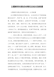 主题教育实践活动情况总结应急救援