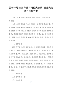 区审计局2025年度“岗位大练兵、业务大比武”工作方案