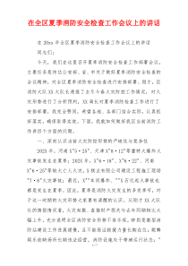 在全区夏季消防安全检查工作会议上的讲话