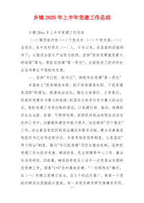 乡镇2025年上半年党建工作总结