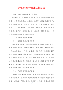 乡镇2025年党建工作总结