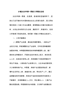 乡镇2025年第一季度工作情况总结