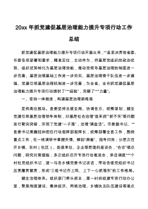 20XX年抓党建促基层治理能力提升专项行动工作总结