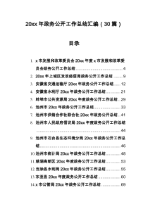 20XX年政务公开工作总结汇编30篇