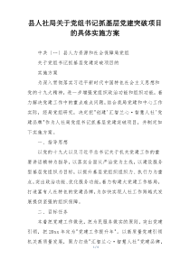 县人社局关于党组书记抓基层党建突破项目的具体实施方案