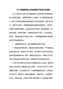 20XX年税务系统上半年全面从严治党工作总结