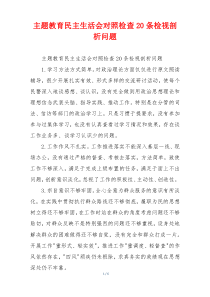 主题教育民主生活会对照检查20条检视剖析问题