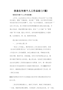 信息化年度个人工作总结（17篇）