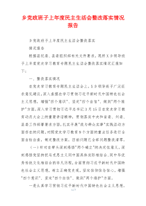 乡党政班子上年度民主生活会整改落实情况报告