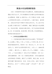 调研报告某县乡村治理调研报告