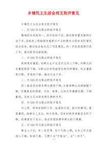 乡镇民主生活会相互批评意见
