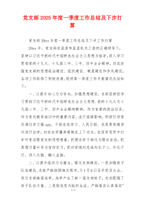 党支部2025年度一季度工作总结及下步打算