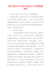 党员干部2025年民主生活会个人对照检查材料